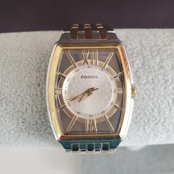 Fossil Stainless‎ Steel Unisex Watch ES1414 Two-Toned with Fresh Battery - Picture 6 of 9